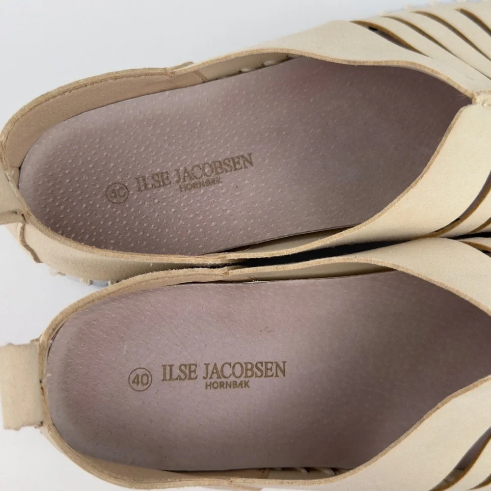 Ilse Jacobsen Tulip Platform Sandals Beige Peep Toe Comfort EU 40 US 9